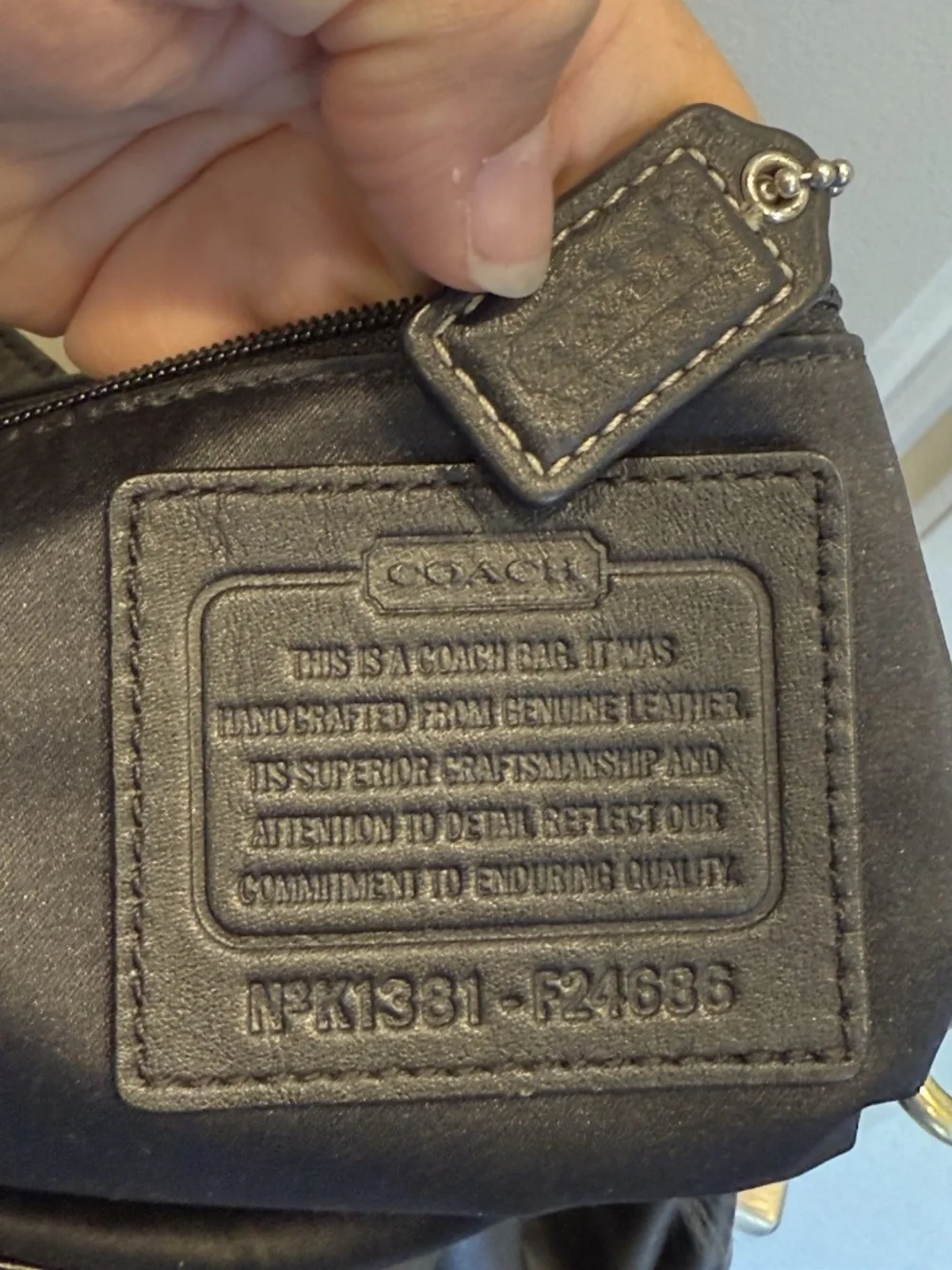 COACH Campbell F24686 Black Leather Large Hobo Shoulder Bag Chunky Brass Buckle
